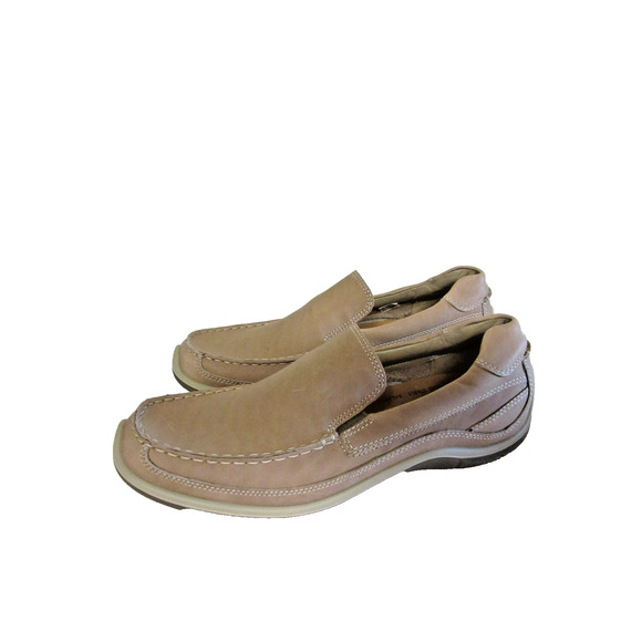 ECCO Beige Leather 46 Balance Arch Support Shock Point Slip On Driving Loafers main image 5